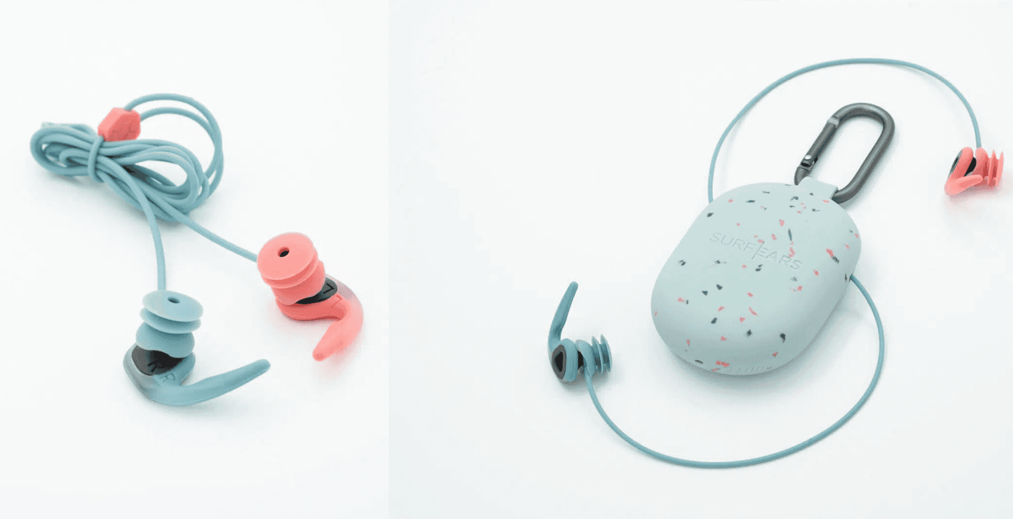 SurfEars 4.0: Surfing Ear Plugs - Coral/Sky