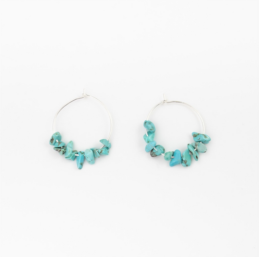 Pineapple Island Coloured Stone Hoop Earings