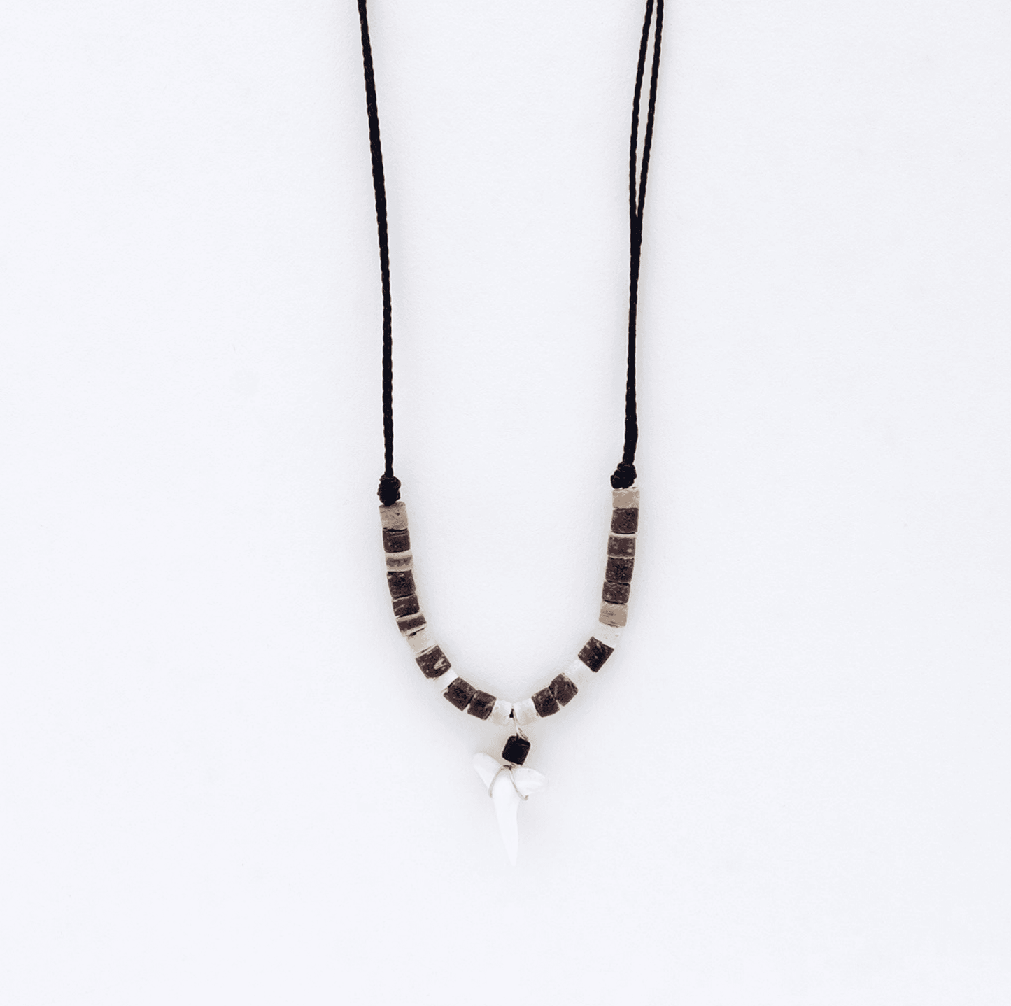 Pineapple island Handmade adjustable necklace centred with a shark tooth charm