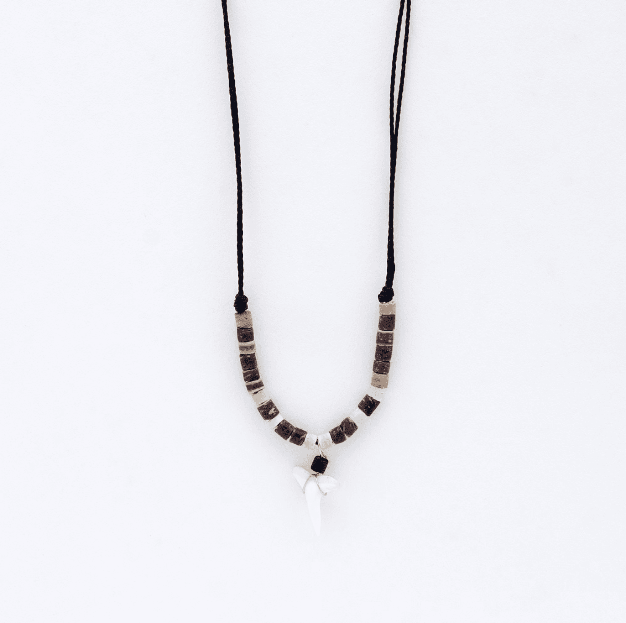 Pineapple island Handmade adjustable necklace centred with a shark tooth charm