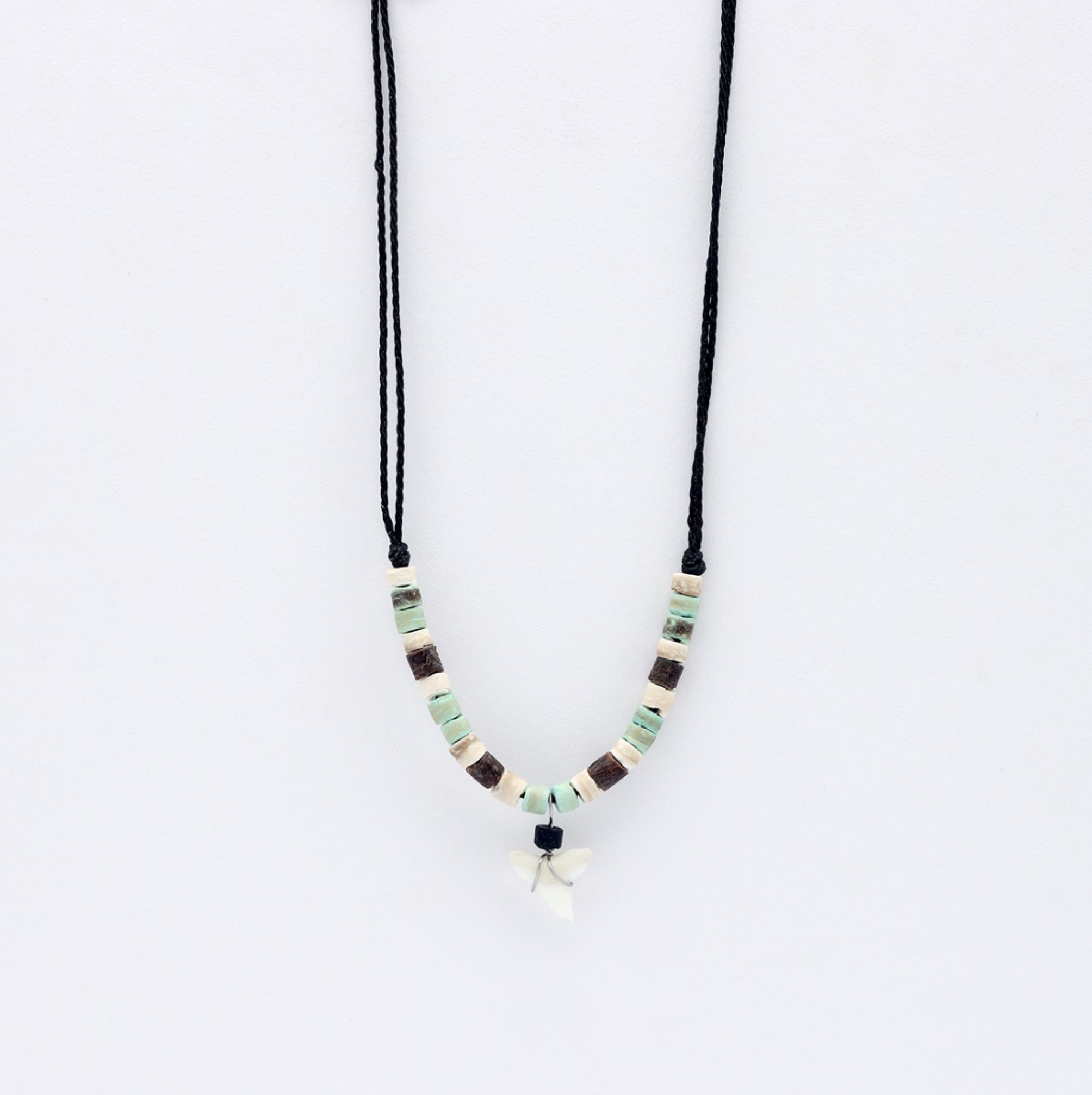 Pineapple island Handmade adjustable necklace centred with a shark tooth charm