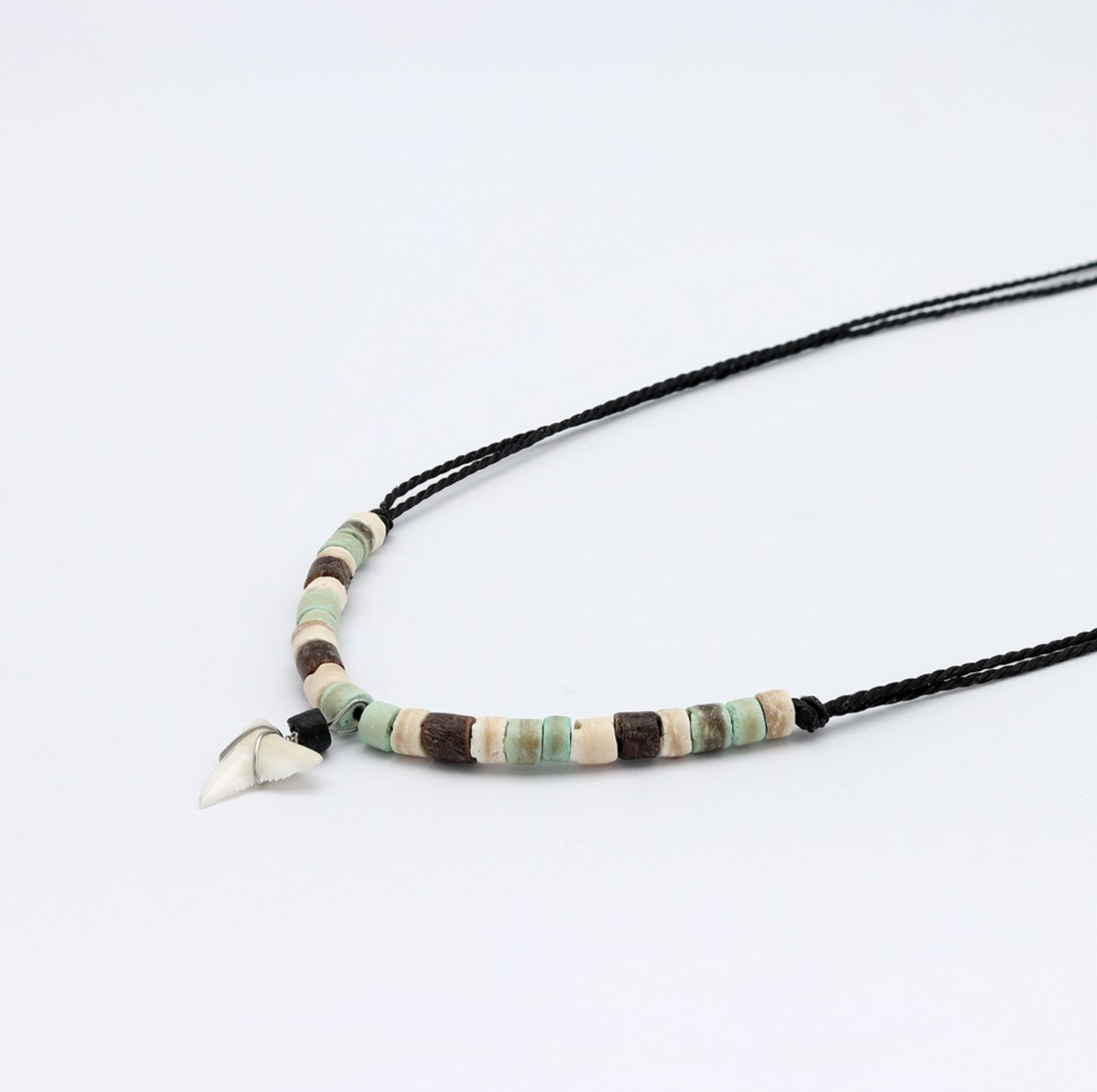 Pineapple island Handmade adjustable necklace centred with a shark tooth charm