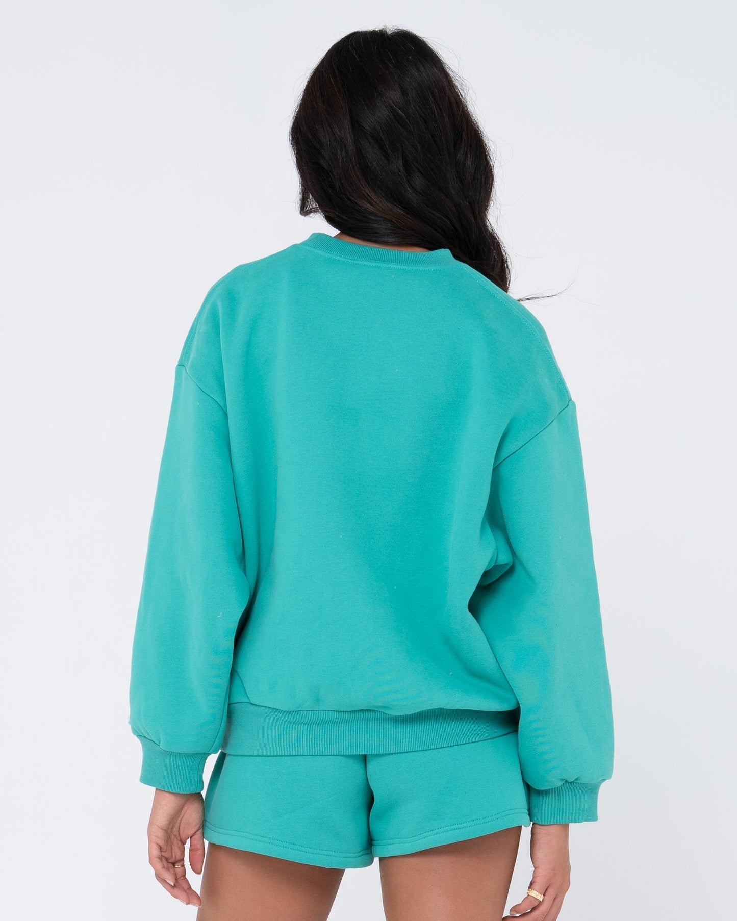 RUSTY SCRIPT OVERSIZE CREW NECK FLEECE