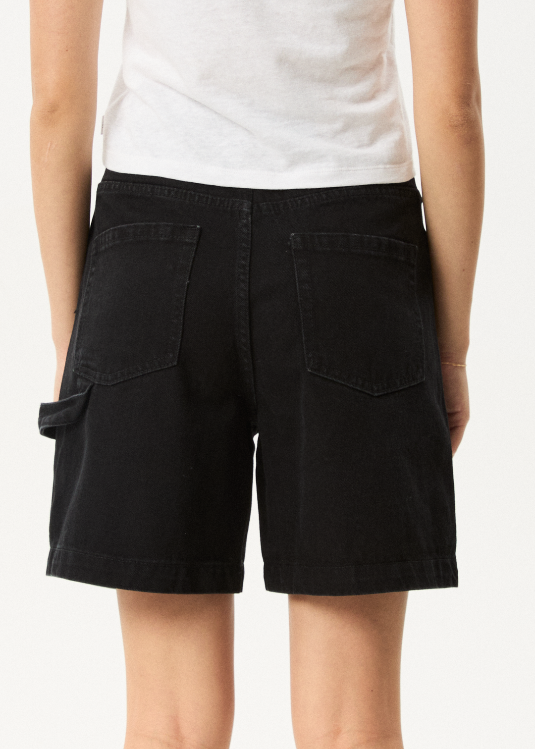 Afends Emilie- Denim Workwear Short - washed black