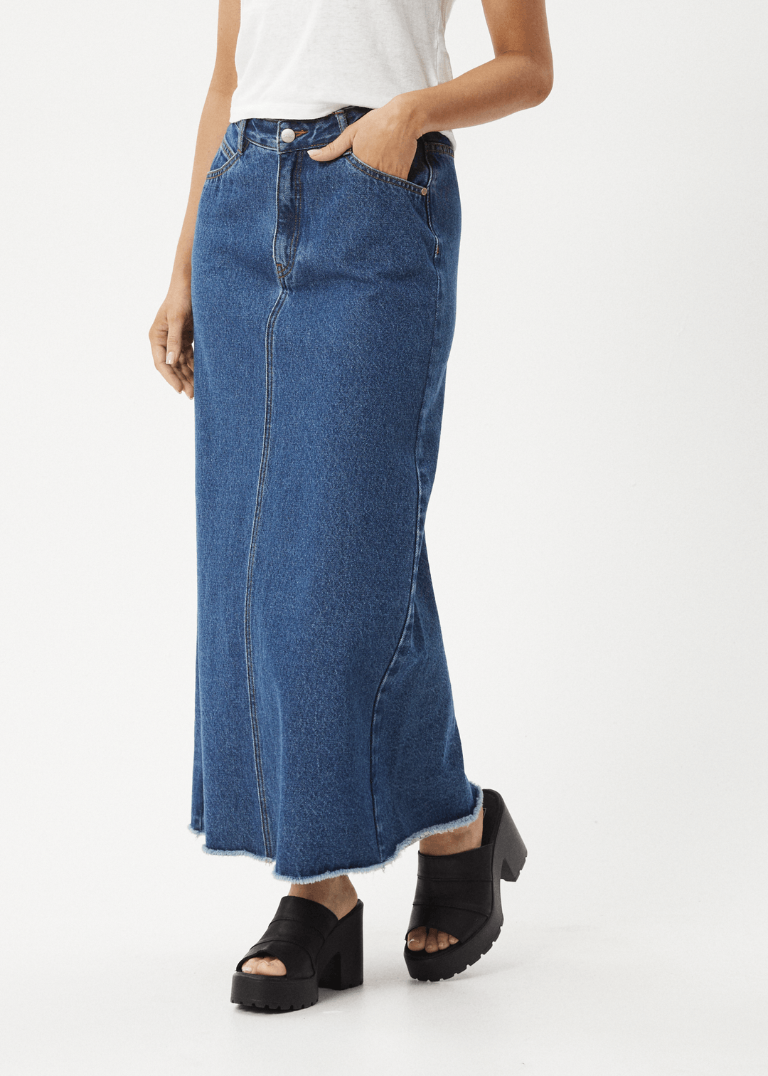 Afends Chichi- Denim Midi Skirt