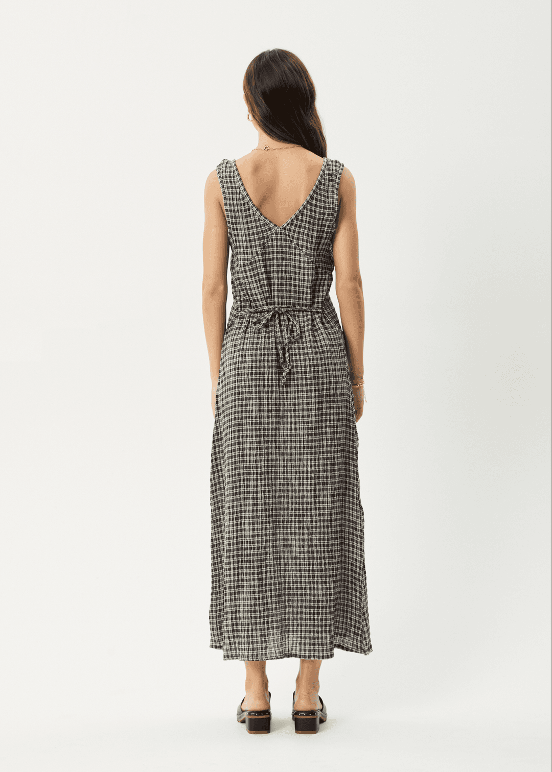 AFENDS Asta Seersucker Maxi Dress - Steel Check
