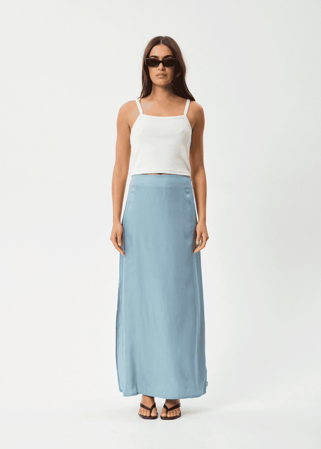 AFENDS Grace Cupro Maxi Skirt - Ether Blue