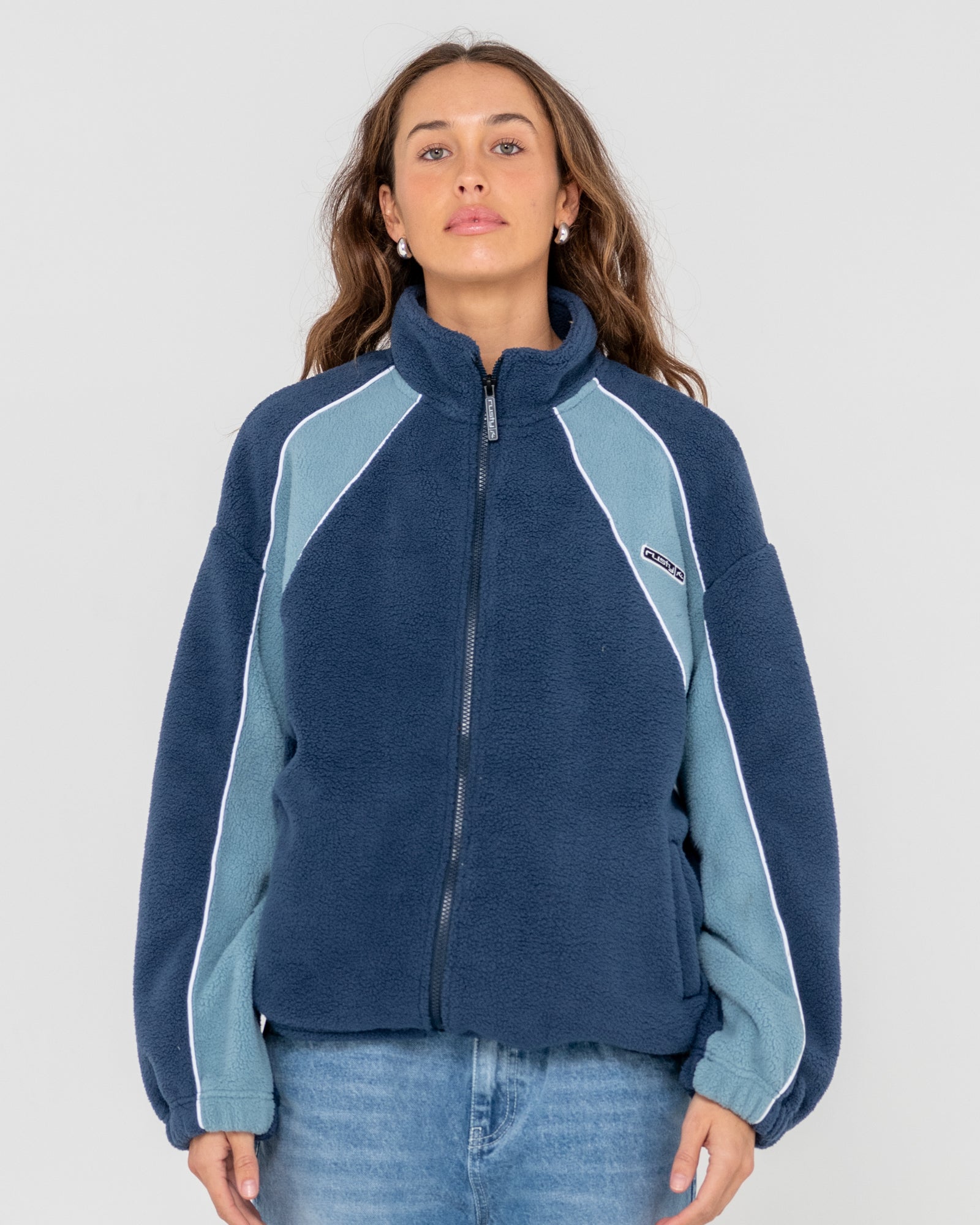 Rusty Two Tides Zip Through Sherpa Fleece