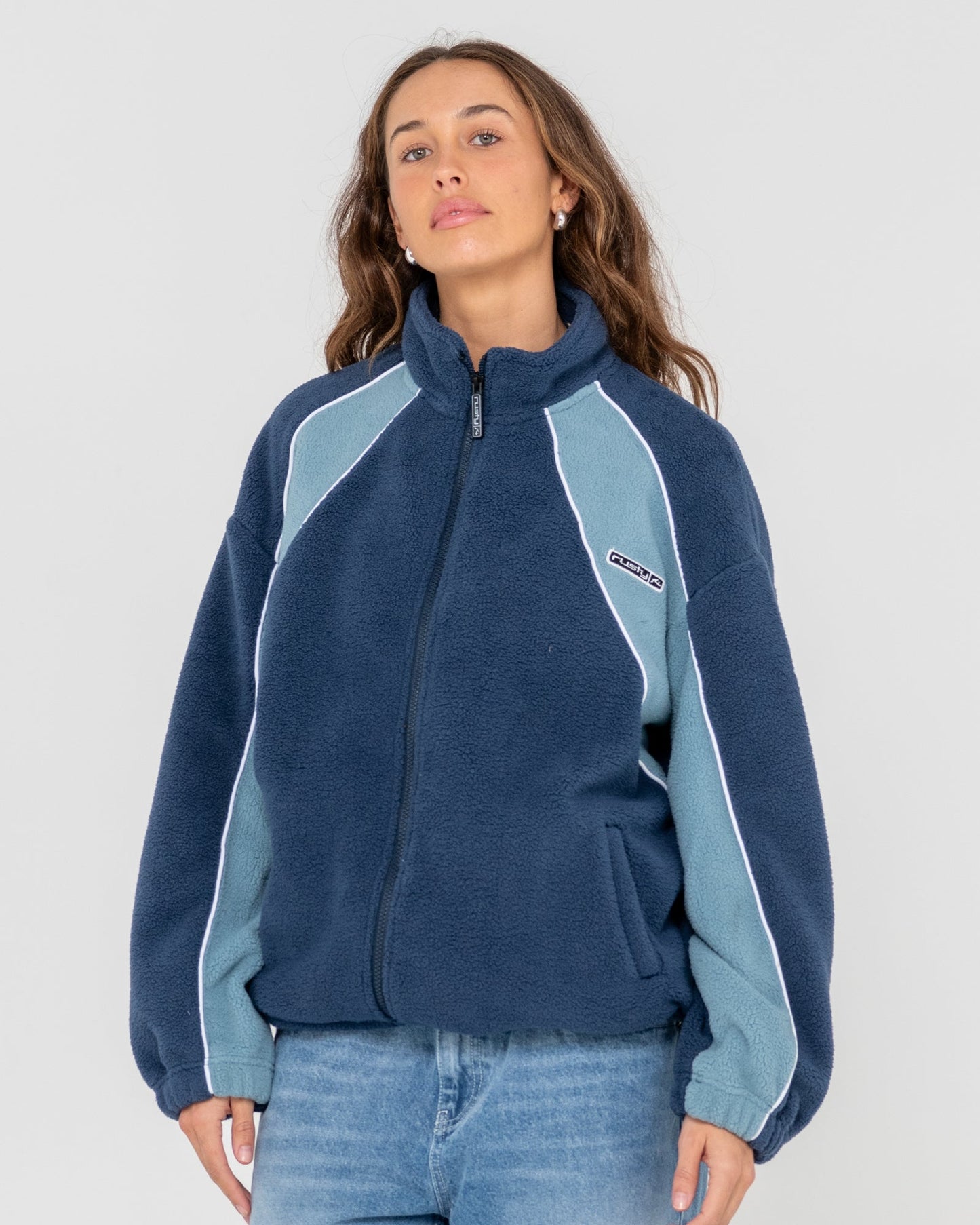 Rusty Two Tides Zip Through Sherpa Fleece