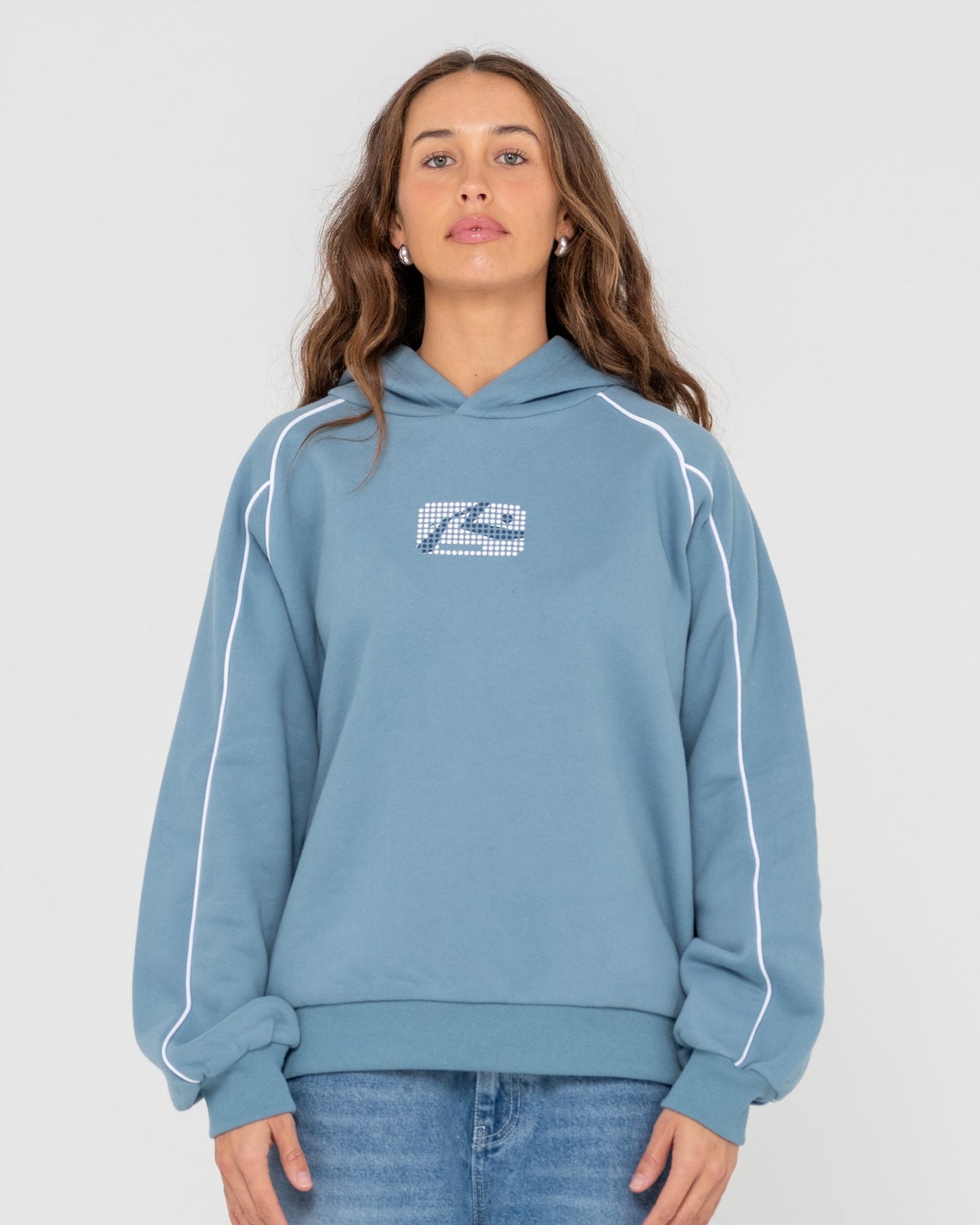 Rusty Digi oversized hooded fleece - glacier blue