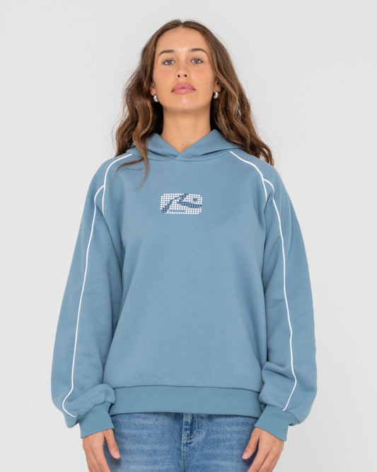 Rusty Digi oversized hooded fleece - glacier blue