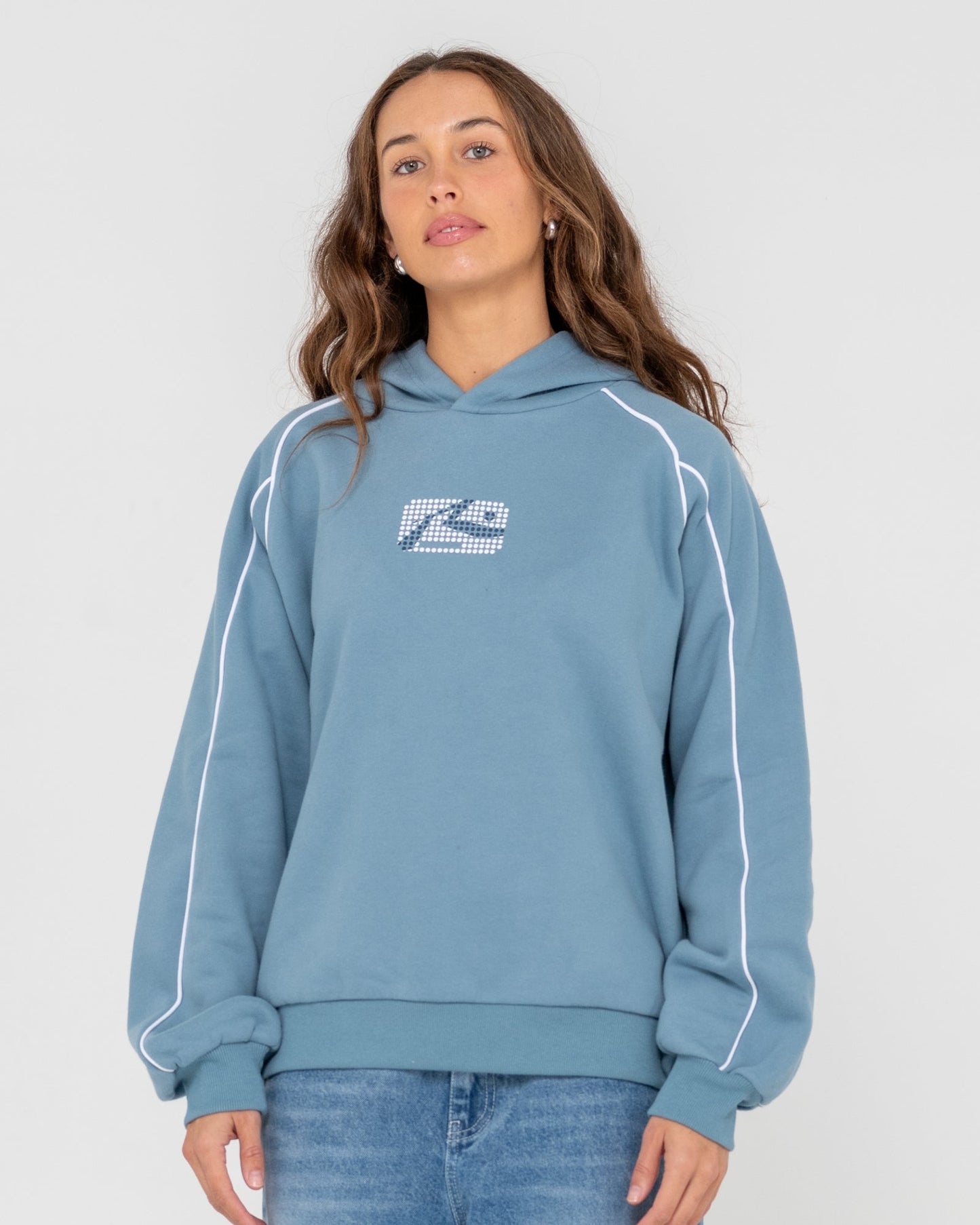 Rusty Digi oversized hooded fleece - glacier blue