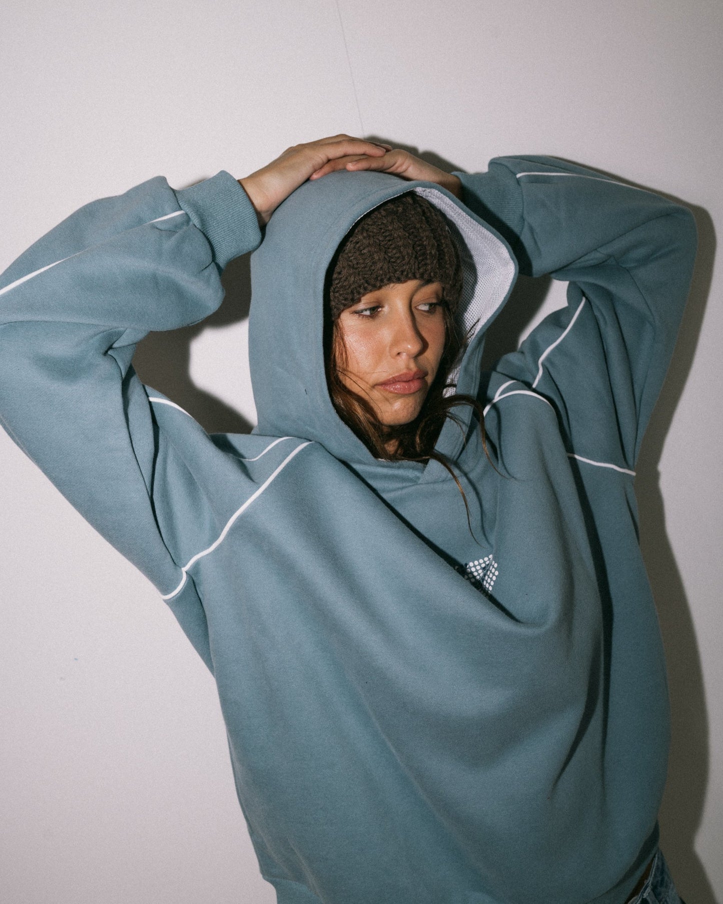 Rusty Digi oversized hooded fleece - glacier blue