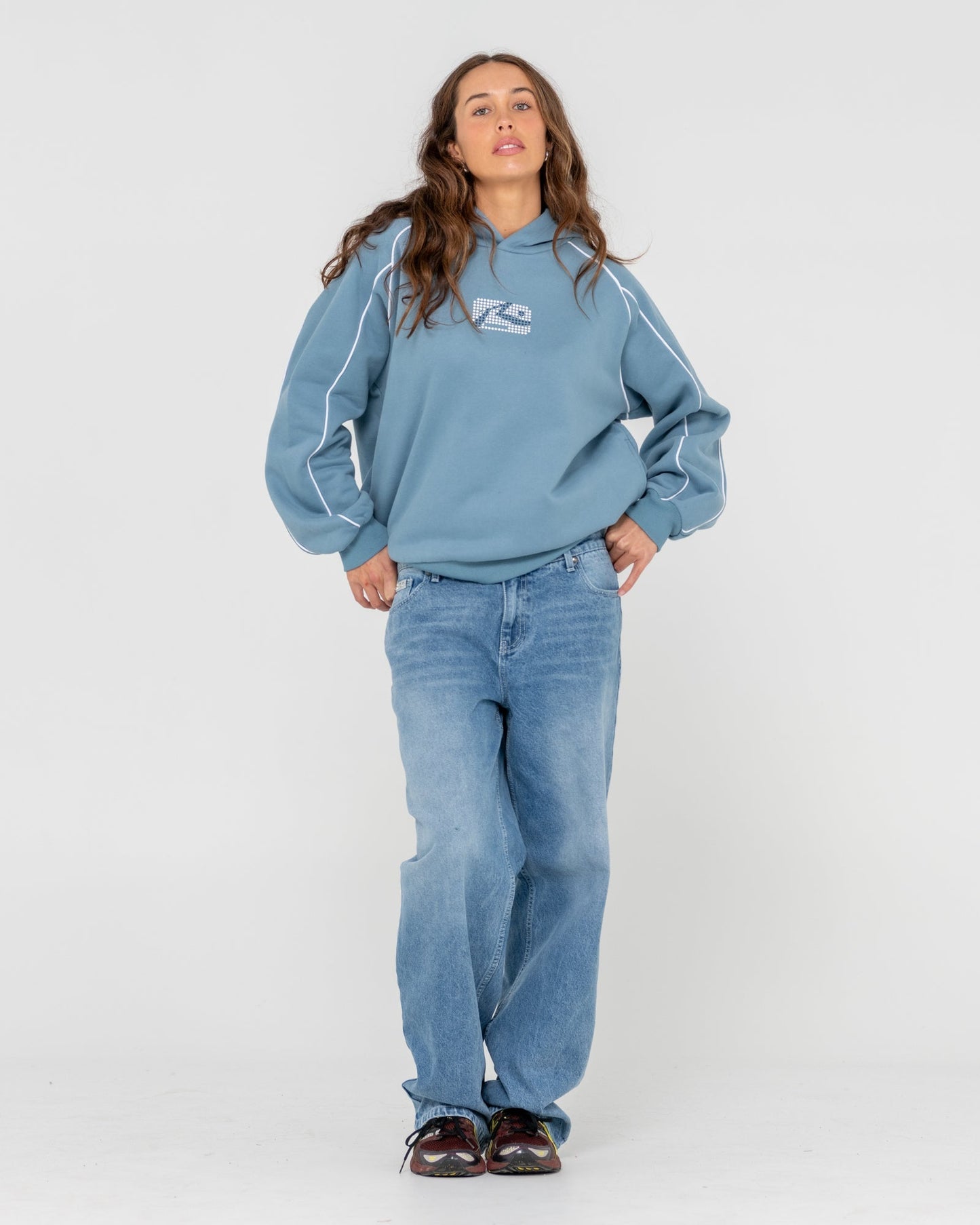 Rusty Digi oversized hooded fleece - glacier blue