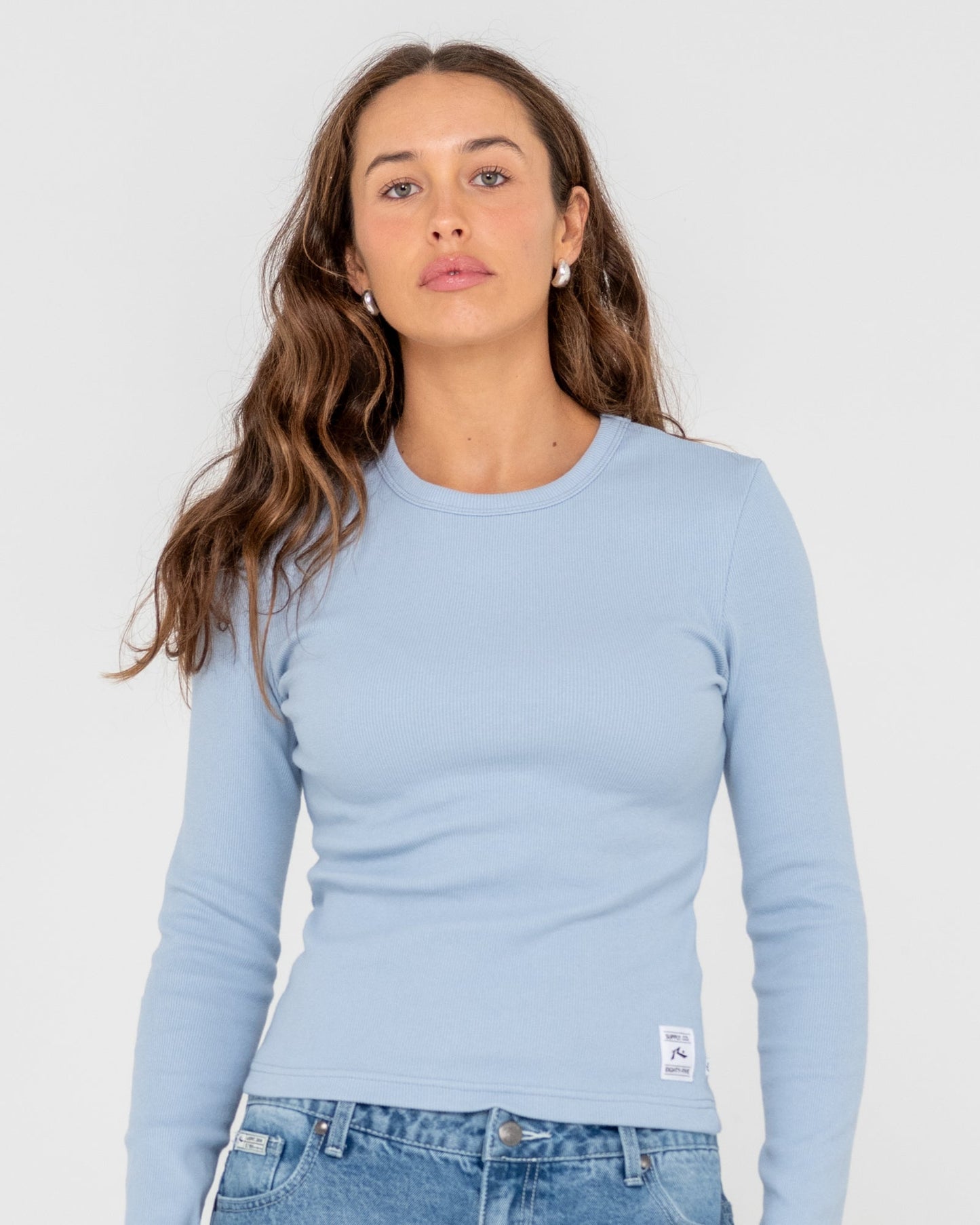 RUSTY Essentials Ribbed long sleeve tee