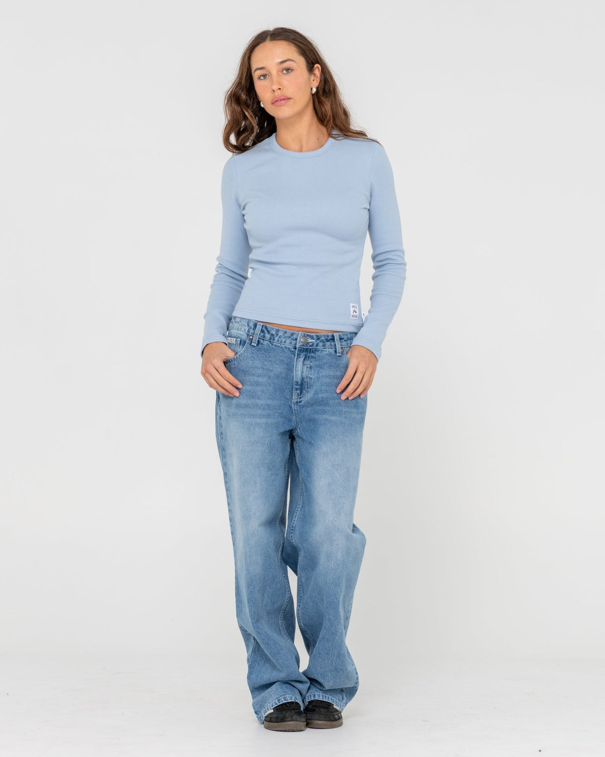 RUSTY Essentials Ribbed long sleeve tee
