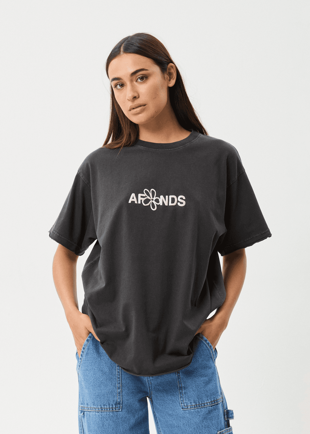 AFENDS Frolic Oversized Tee - Stone Black