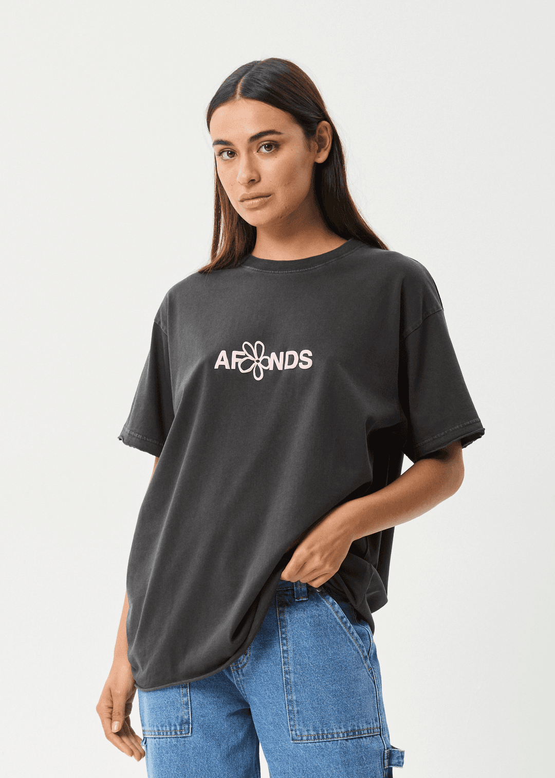 AFENDS Frolic Oversized Tee - Stone Black