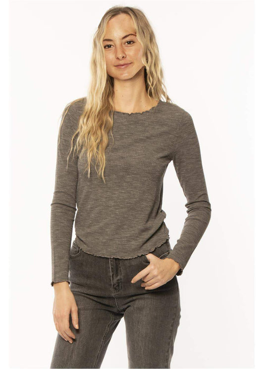 Sisstrevolution Angelica Knit Top - charcoal heather