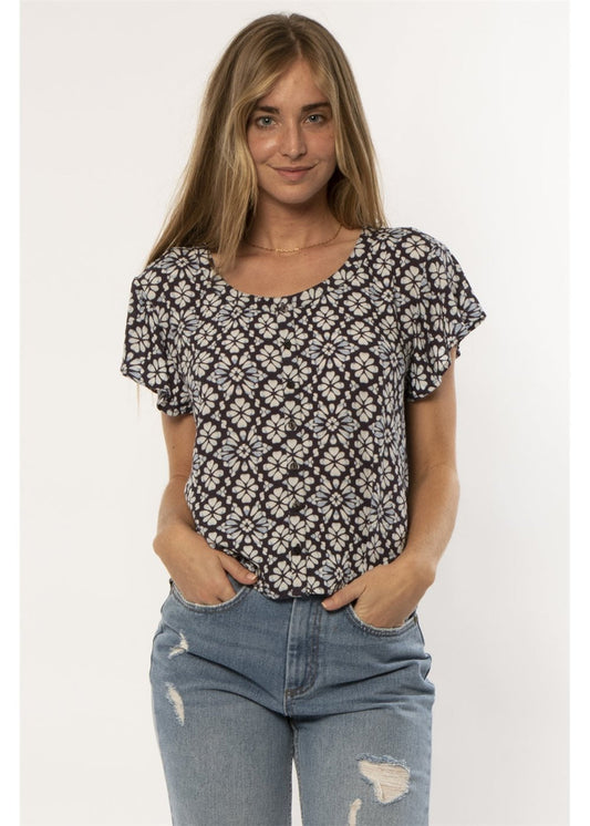 Sisstrevolution Electric Love SS Woven Top - Starlight