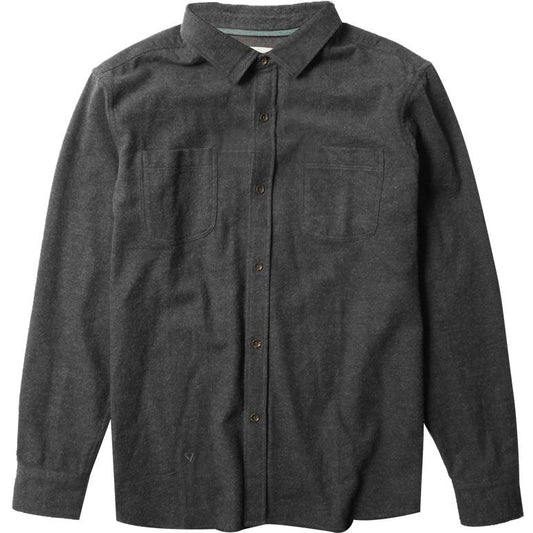 Vissla Shaver LS Flannel in black, long sleeve shirt with button-up design.