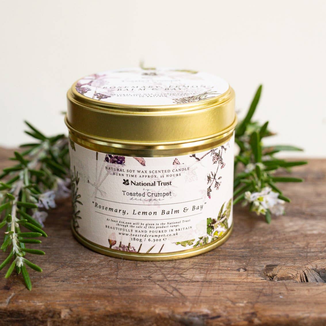 Rosemary, Lemon Balm & Bay Candle in a Matt Gold Tin