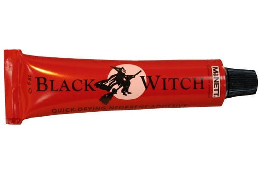 Black Witch Neoprene Adhesive tube for wetsuit repair, quick-drying.