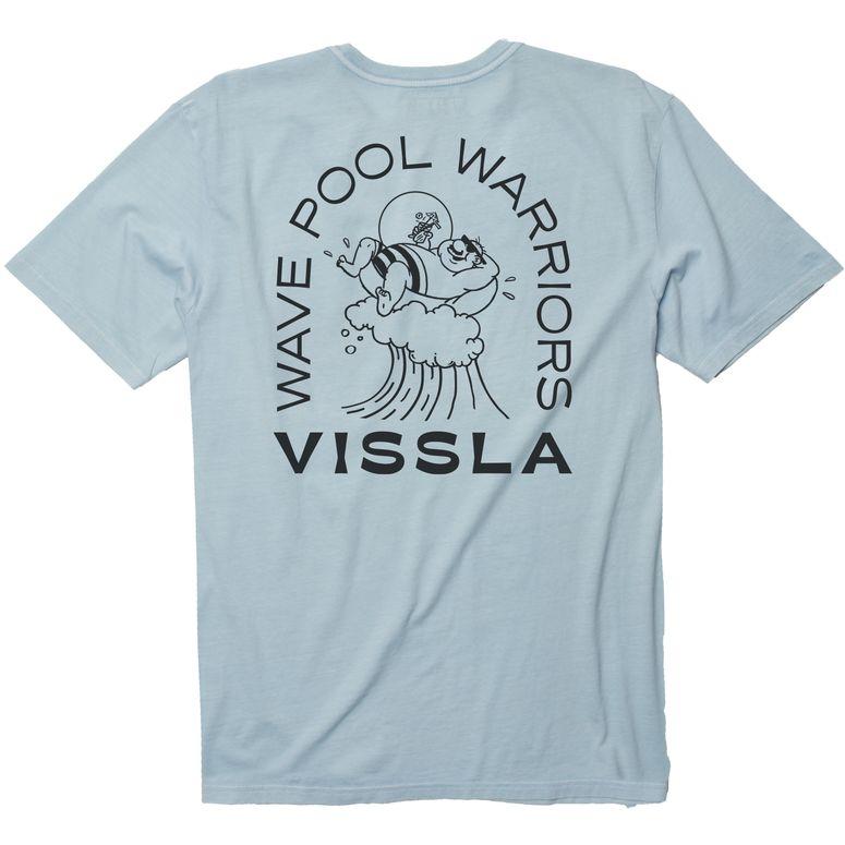 Vissla Wave Pool Warriors Tee back design in Ice Blue