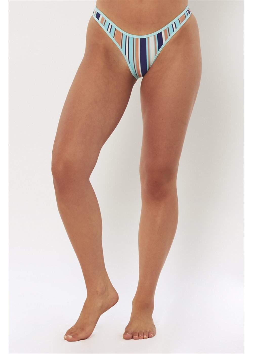 Sisstrevolution Stripe Jima Skimpy Bottom in Baja Blue