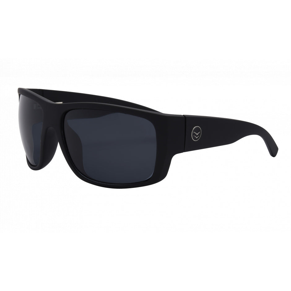 I-Sea Captain sunglasses in black with smoke polarized lenses, side view.