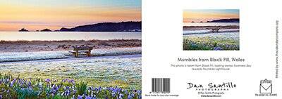 Dan Santillo greeting card featuring a serene coastal scene from Black Pill, Wales.