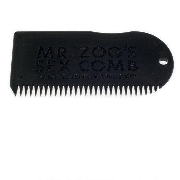 Black Sexwax Wax Comb with fine teeth for surfboard wax care.