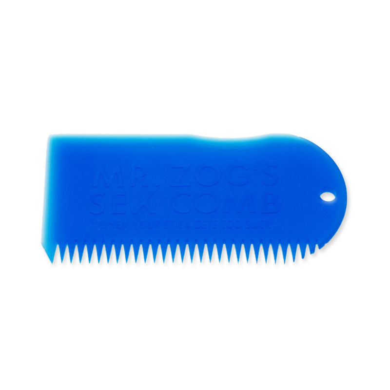 Blue Sexwax Wax Comb designed for effective surfboard wax removal.