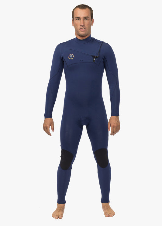 Vissla 7 Seas 4-3 full chest zip wetsuit, front view