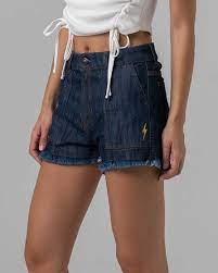 Lightning bolt DENIM SHORTS HIGH WAIST