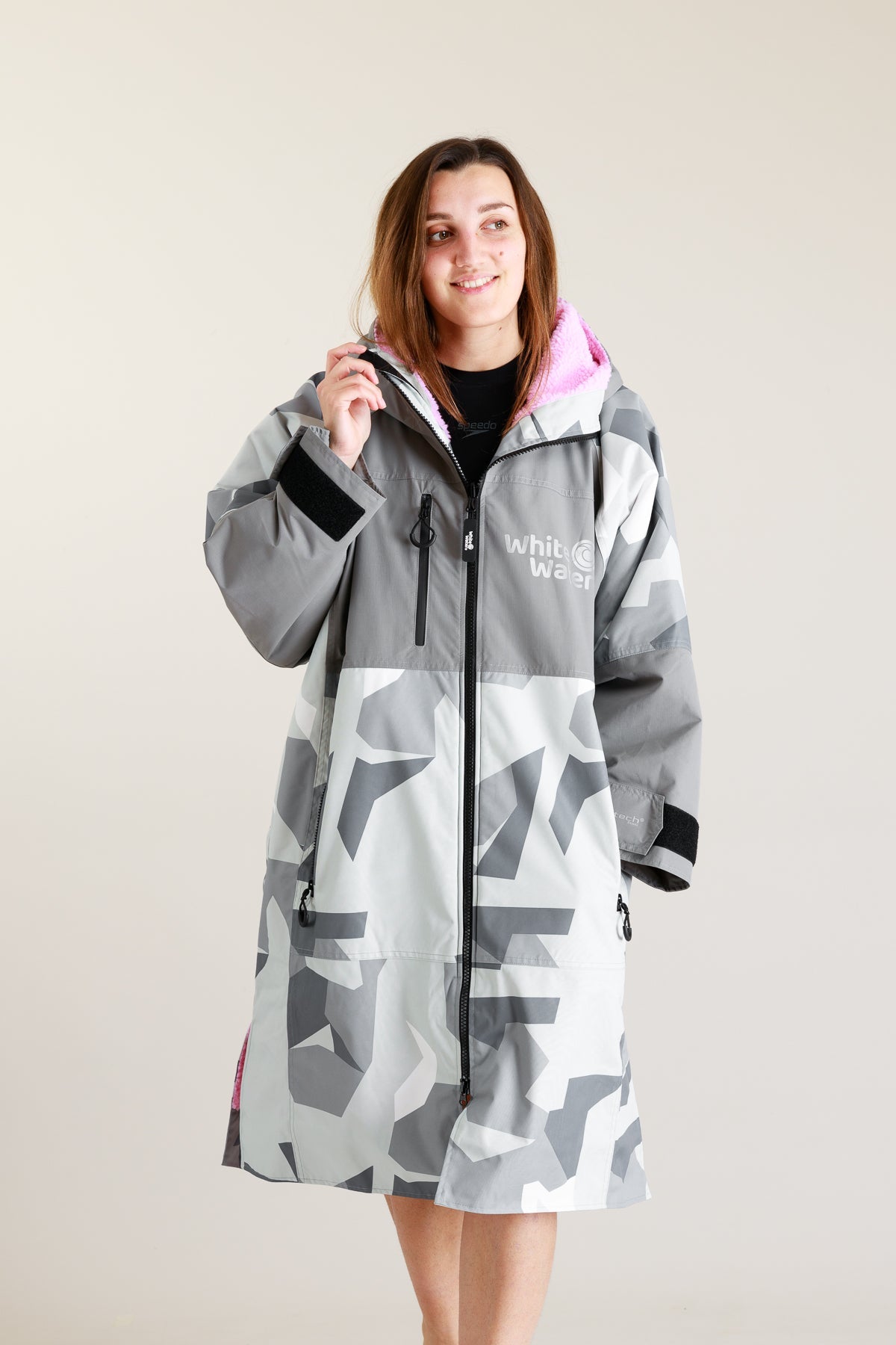 White Water Adult Hard Shell Robe - Arctic Camo/Pink