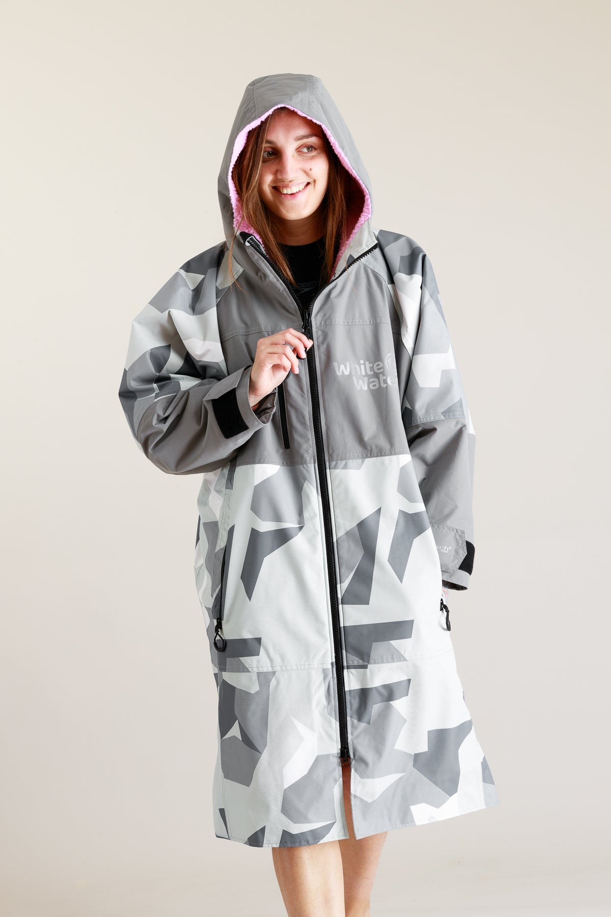 White Water Adult Hard Shell Robe - Arctic Camo/Pink