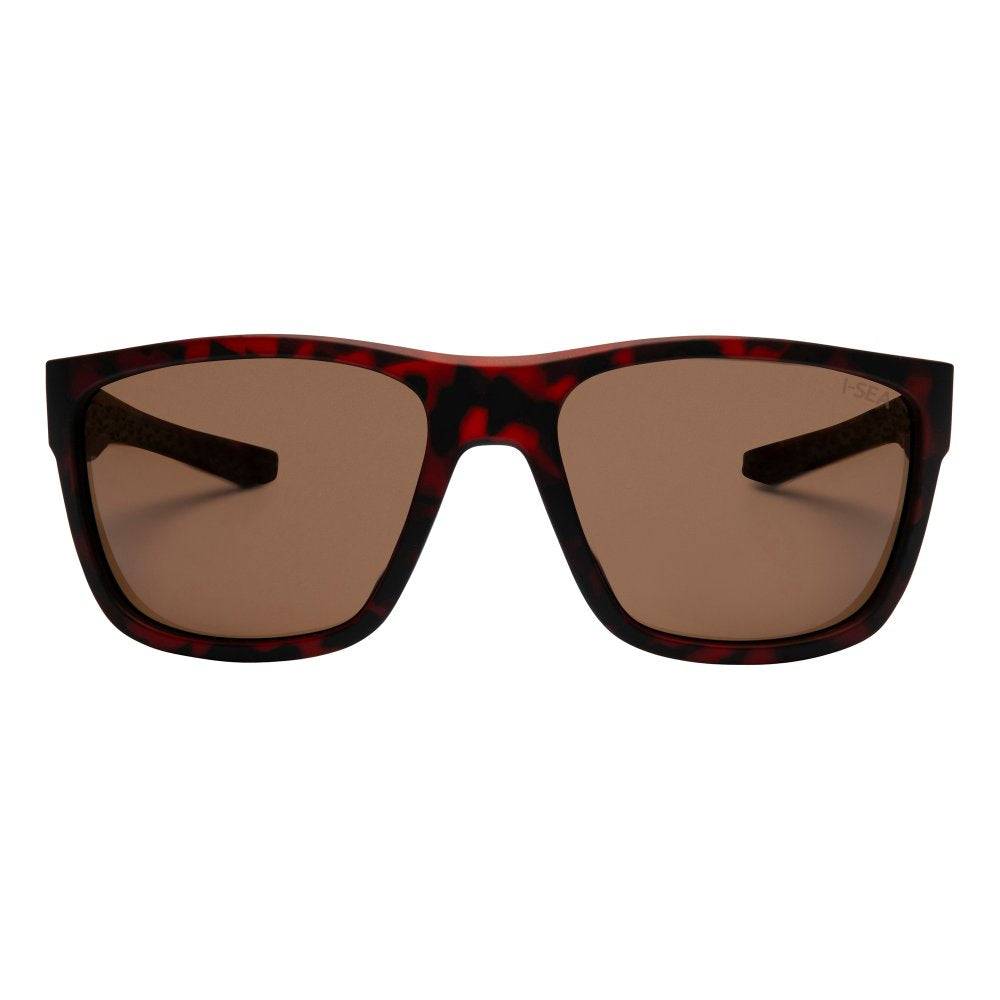 I-sea Greyson 2.0 sunglasses in tortoise frame with brown polarized lenses, front view.
