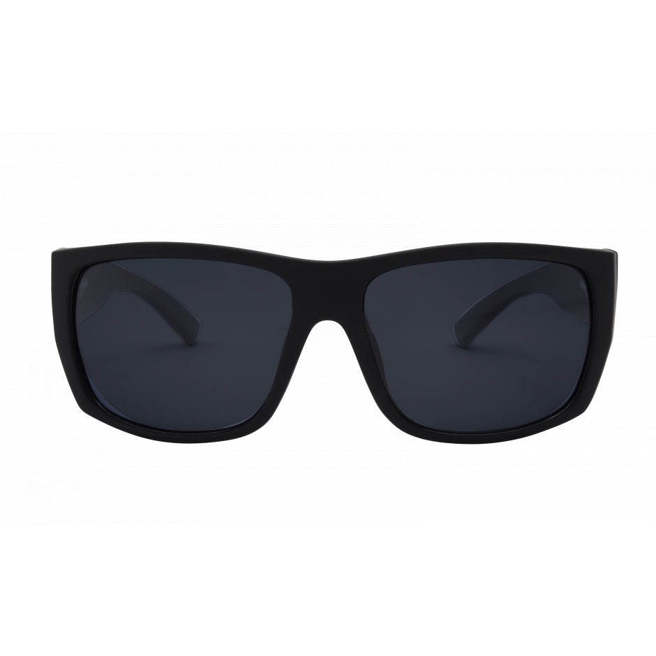 I-Sea Captain sunglasses in black with smoke polarized lenses, front view.