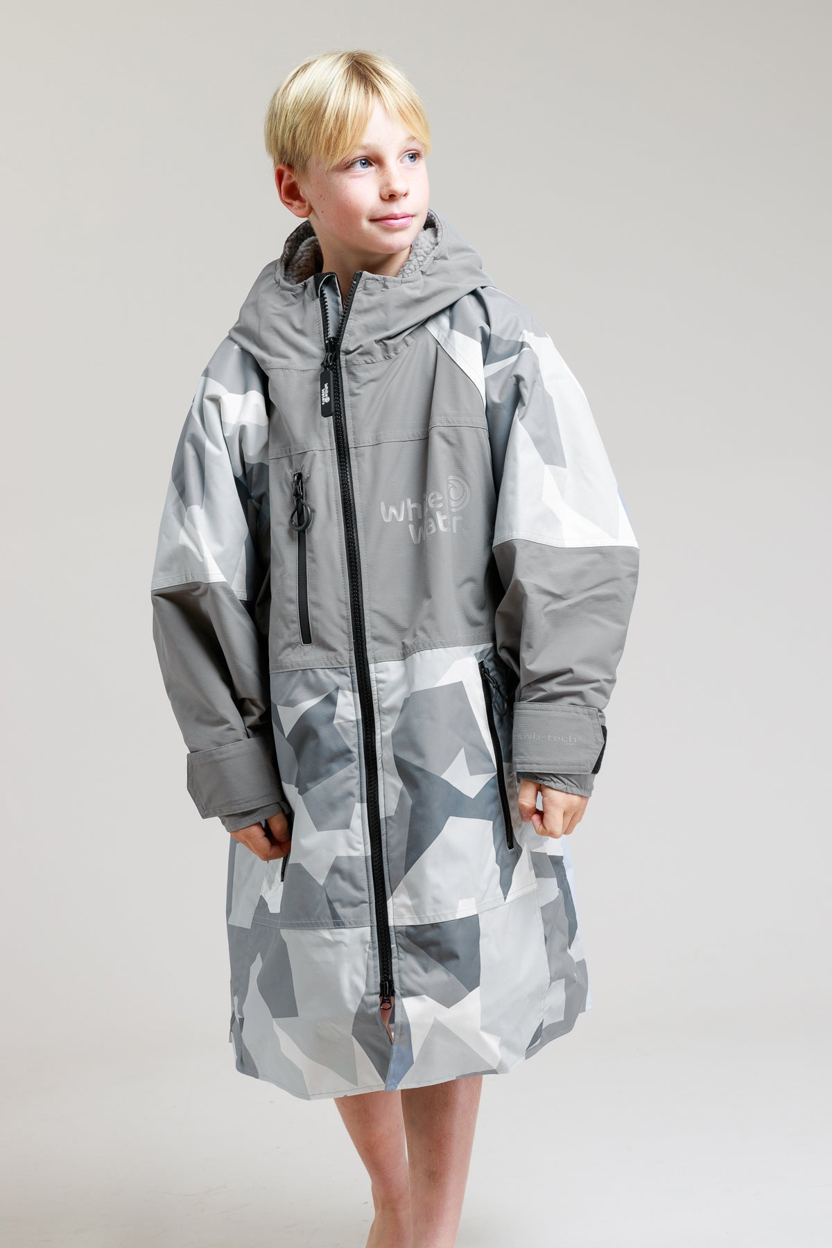 White Water Kids Hard Shell Robe - Arctic Camo/Grey