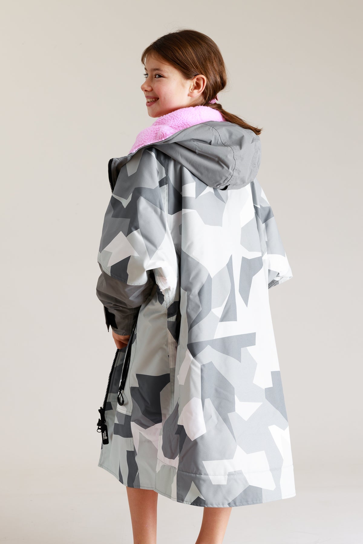 White Water Kids Hard Shell Robe - Arctic Camo/Pink