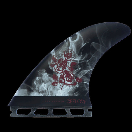 Deflow LEGI ALONSO thruster fin with floral and smoke design.