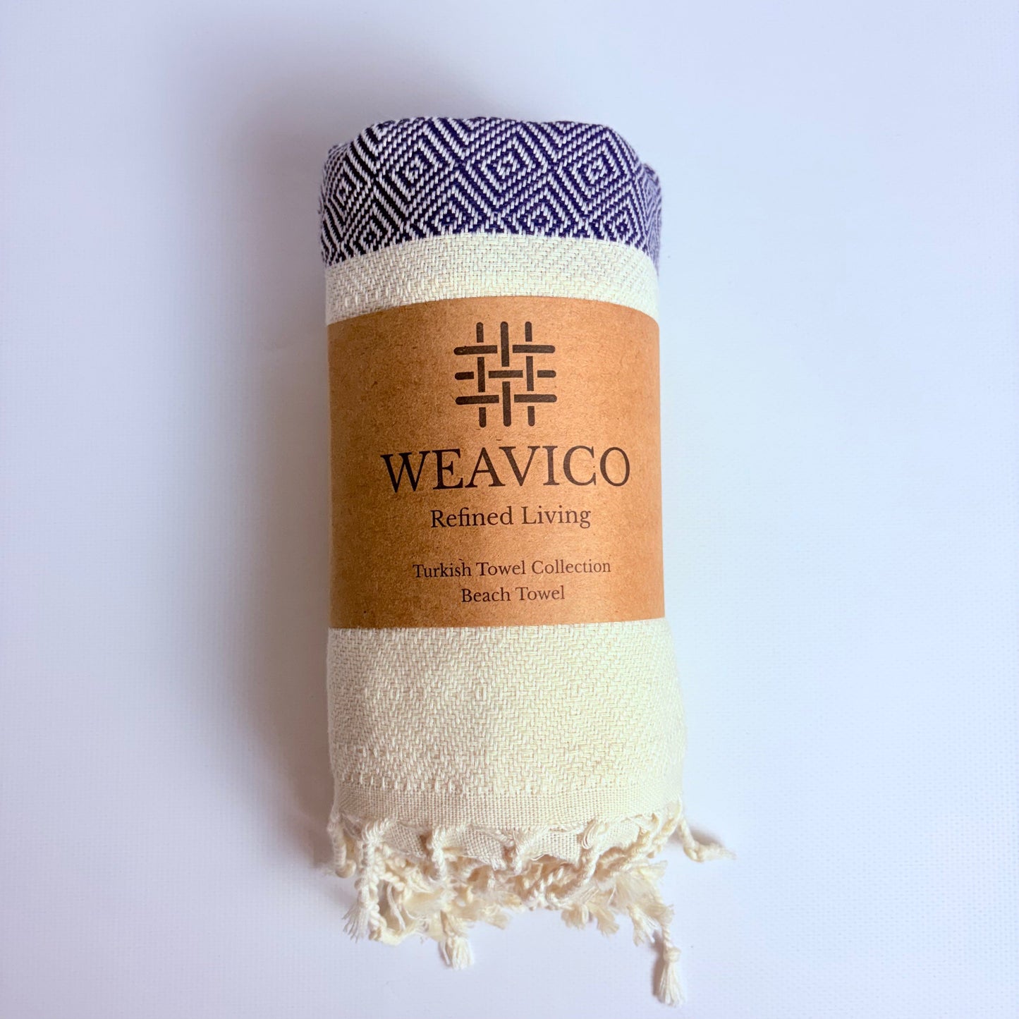 WeaviCo Diamond Turkish Towel with End Border – 100% Cotton