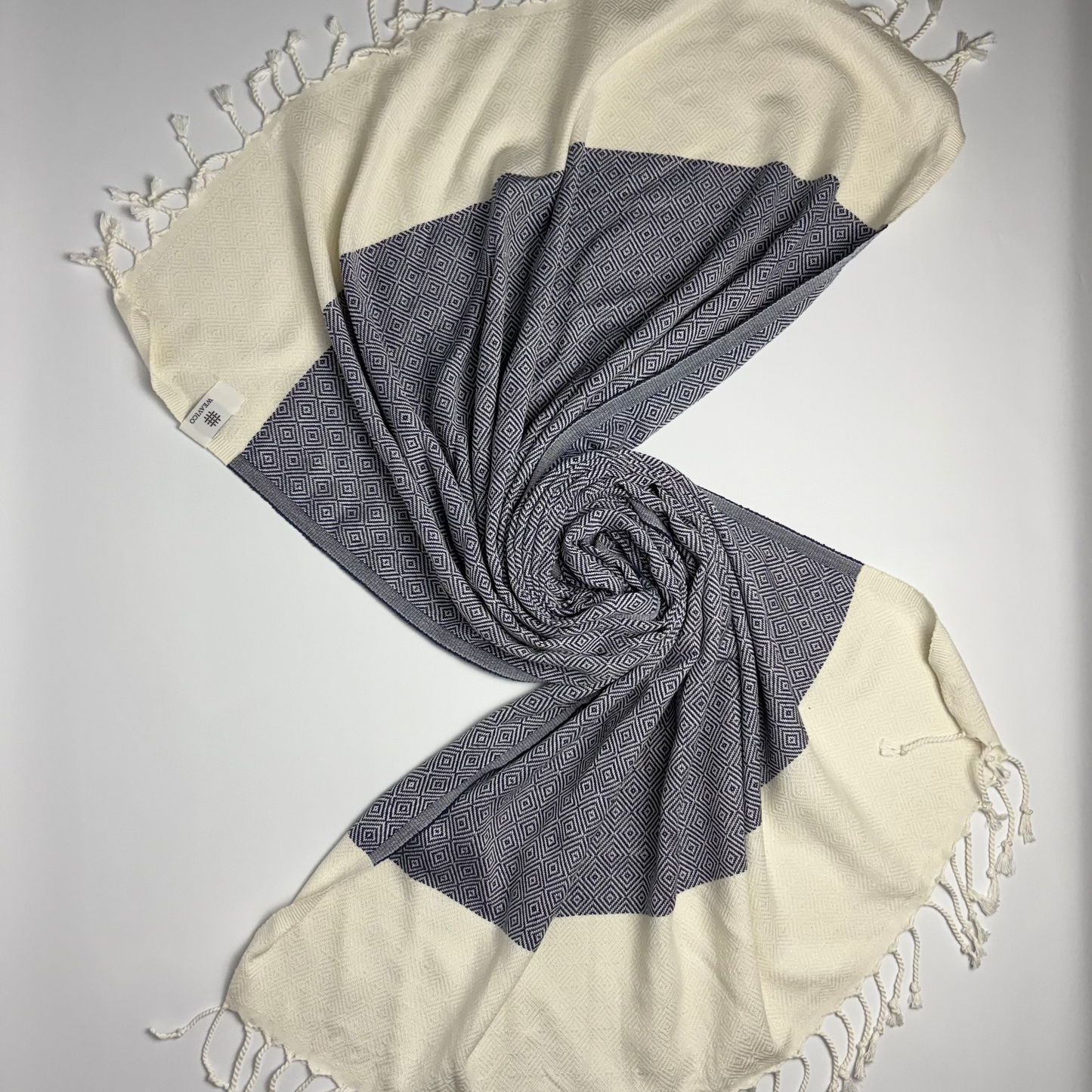 WeaviCo Diamond Turkish Towel with End Border – 100% Cotton
