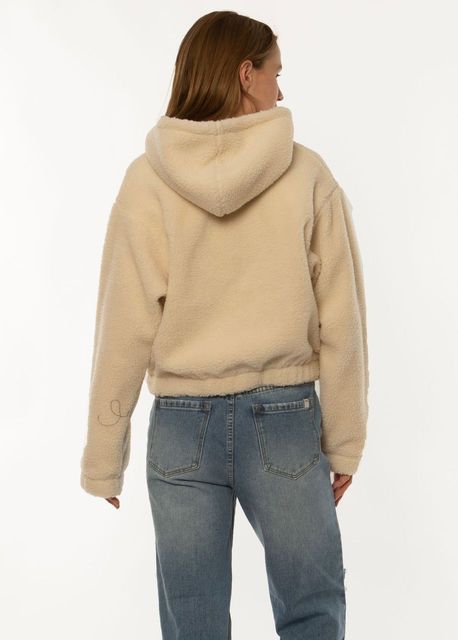 Back view of Sisstrevolution Chiara Jacket in vintage white with hood.