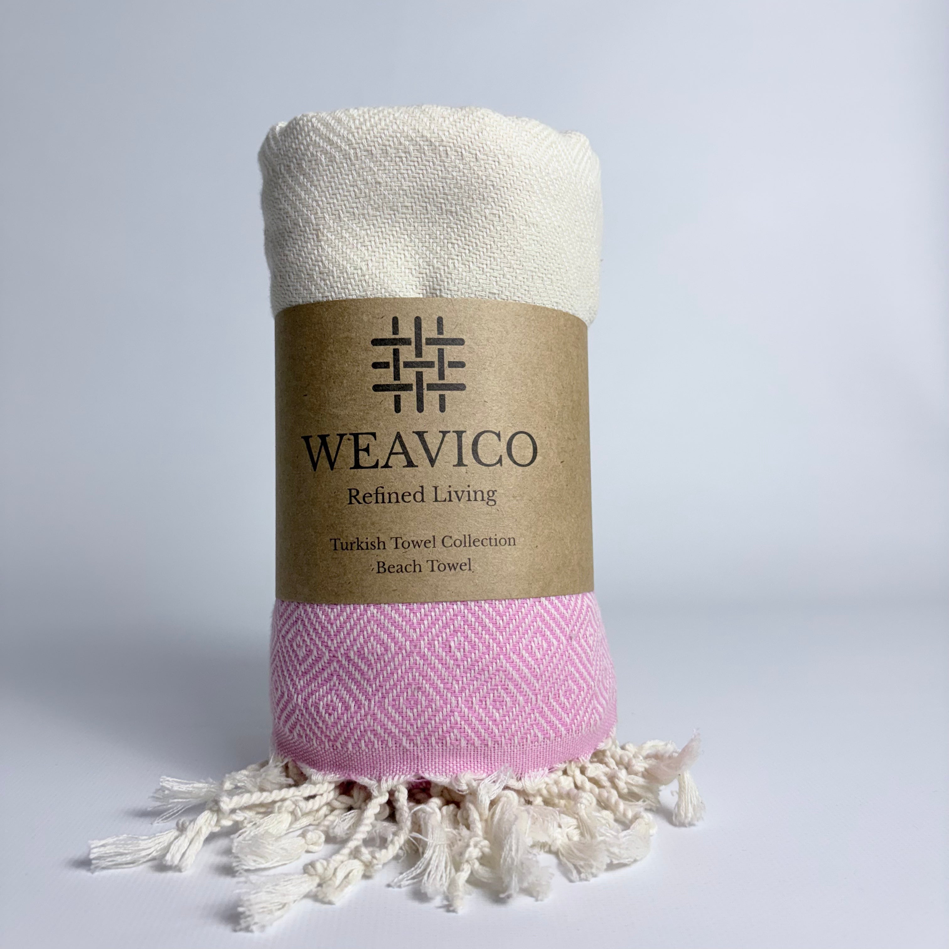 WeaviCo Diamond Turkish Towel with End Border – 100% Cotton