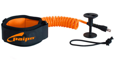 Paipo Deluxe Wrist Coiled Bodyboard Leash - Orange