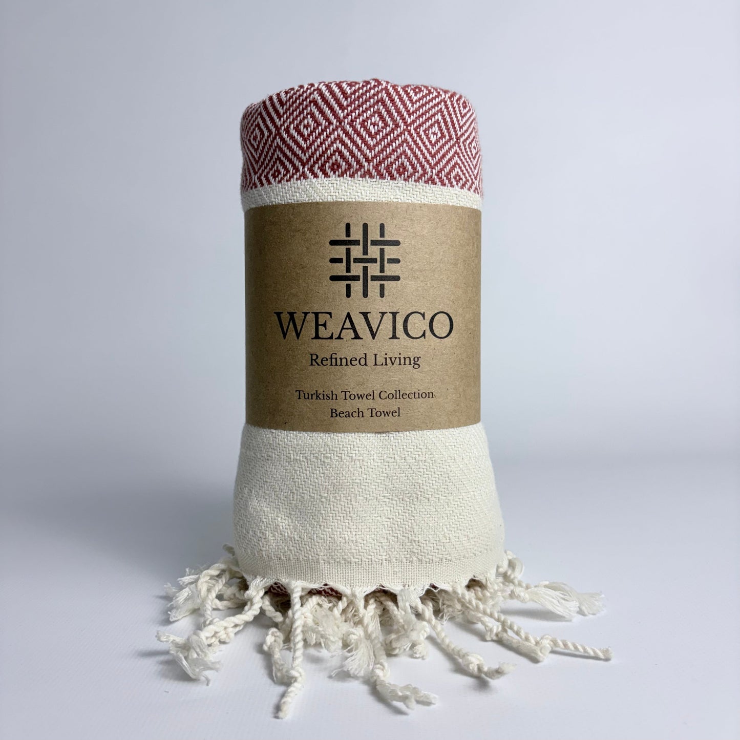 WeaviCo Diamond Turkish Towel with End Border – 100% Cotton