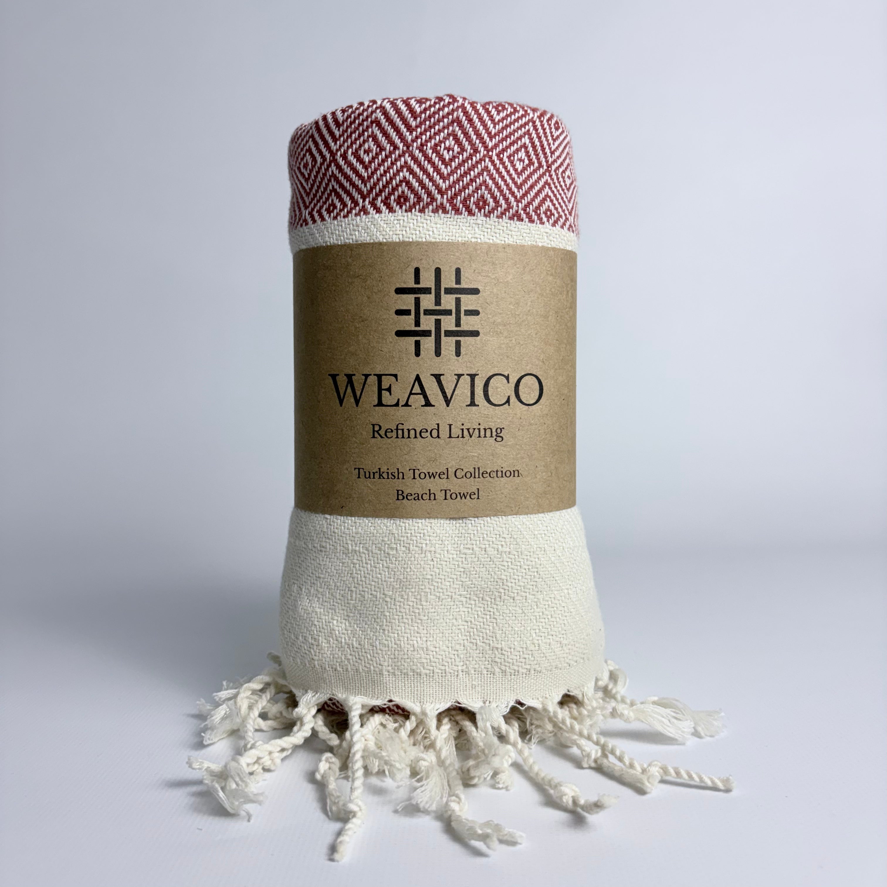 WeaviCo Diamond Turkish Towel with End Border – 100% Cotton