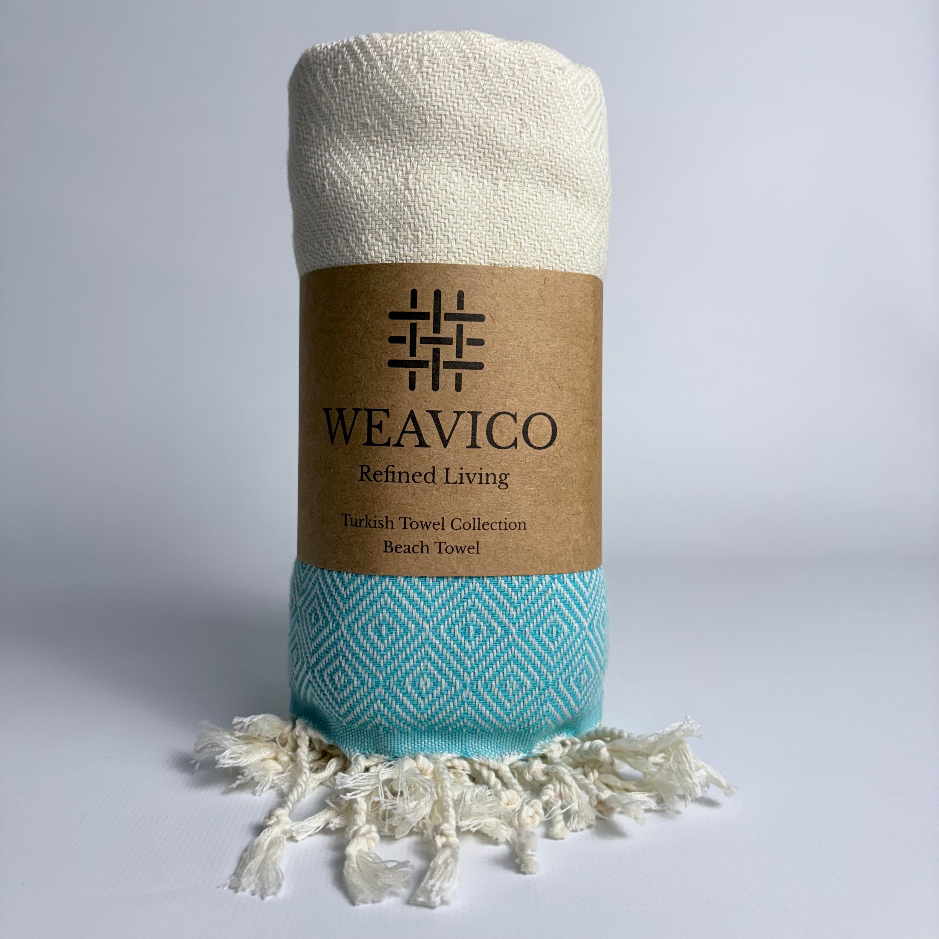 WeaviCo Diamond Turkish Towel with End Border – 100% Cotton